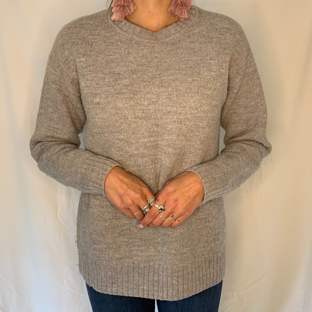 Grey Overzised Merino Wool Sweater, Converse